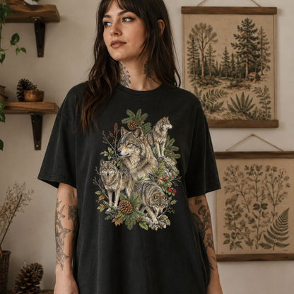 Wolf Pack Wildlife Collage T-Shirt