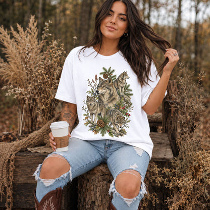 Wolf Pack Wildlife Collage T-Shirt