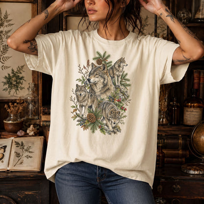 Wolf Pack Wildlife Collage T-Shirt