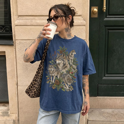 Wolf Pack Wildlife Collage T-Shirt