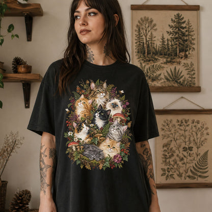 Woodland Cats Collage T-Shirt