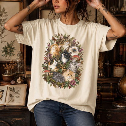 Woodland Cats Collage T-Shirt
