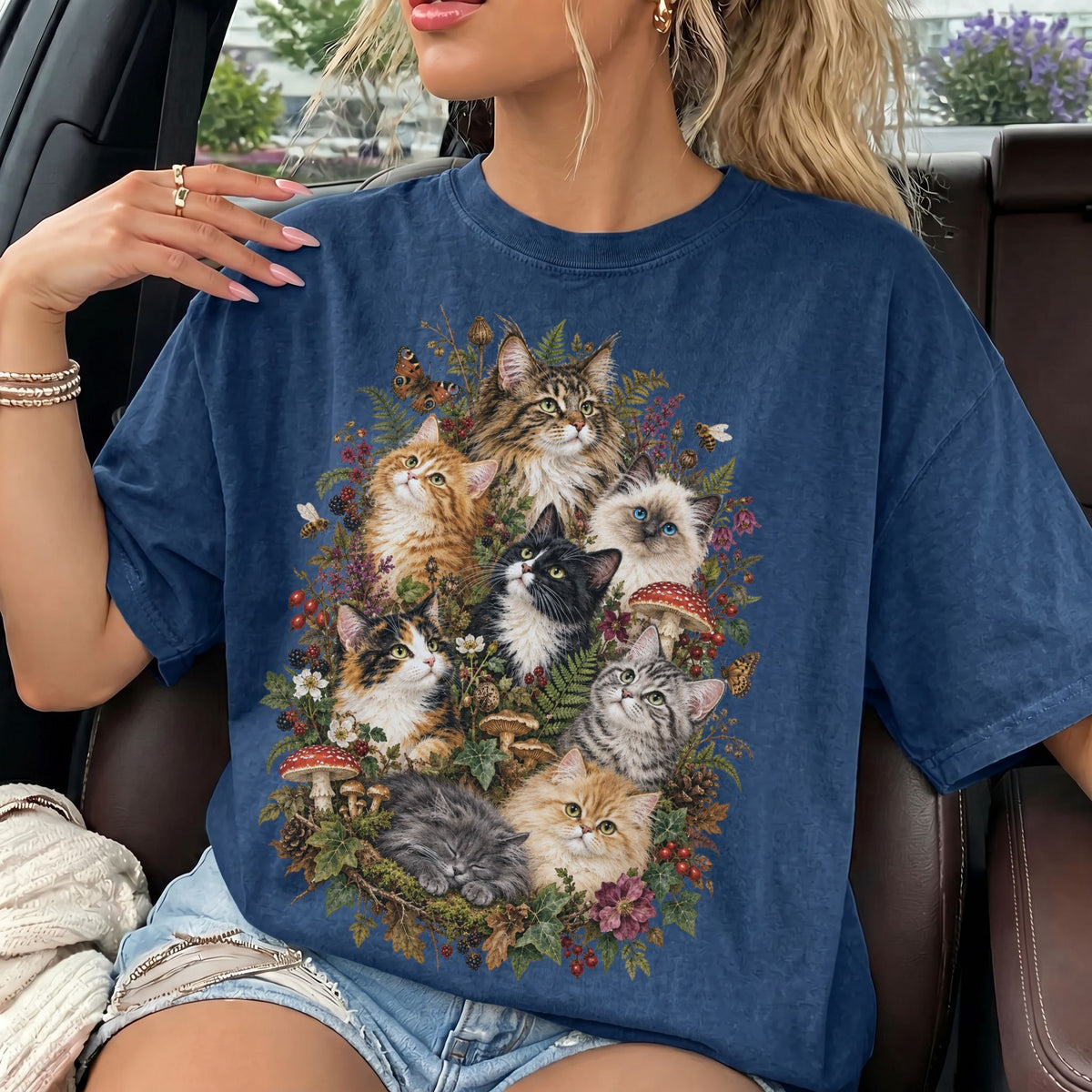Woodland Cats Collage T-Shirt