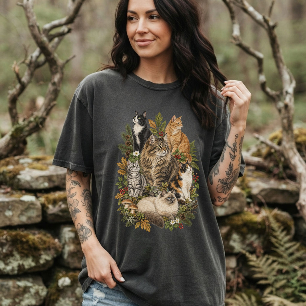 Forest Cats Nature Graphic T-Shirt