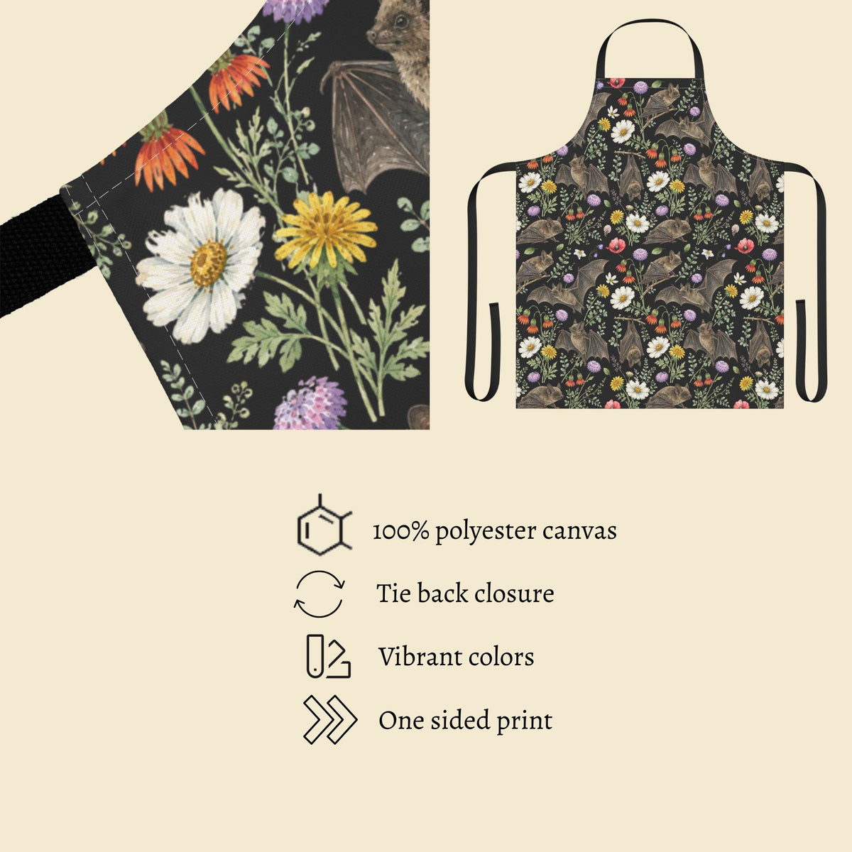 Floral Wildflower Bats Apron