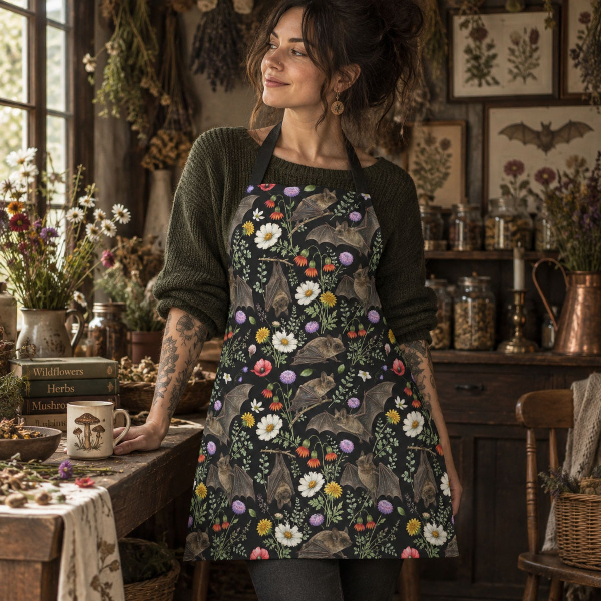 Floral Wildflower Bats Apron
