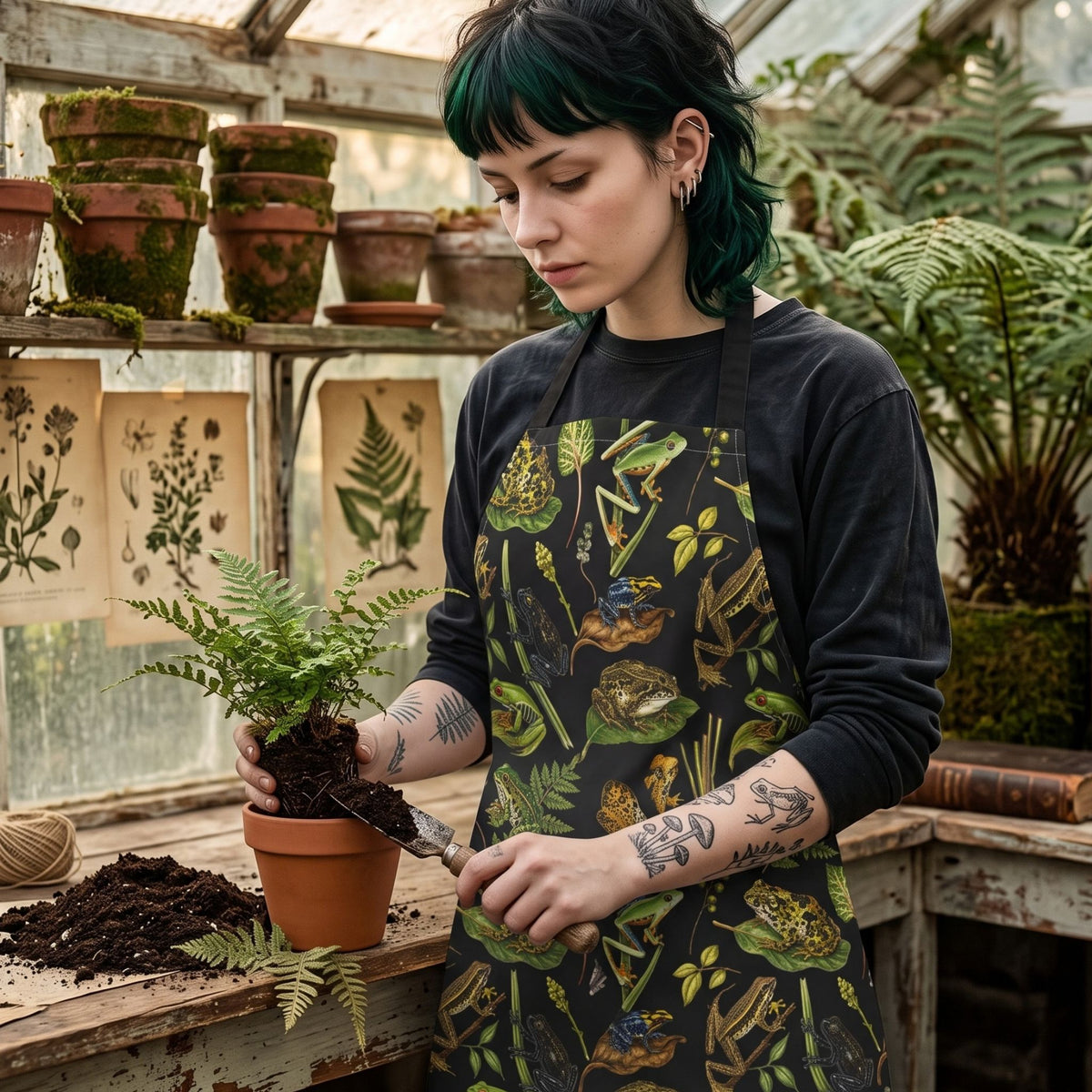 Naturalist Vintage Frogs Apron