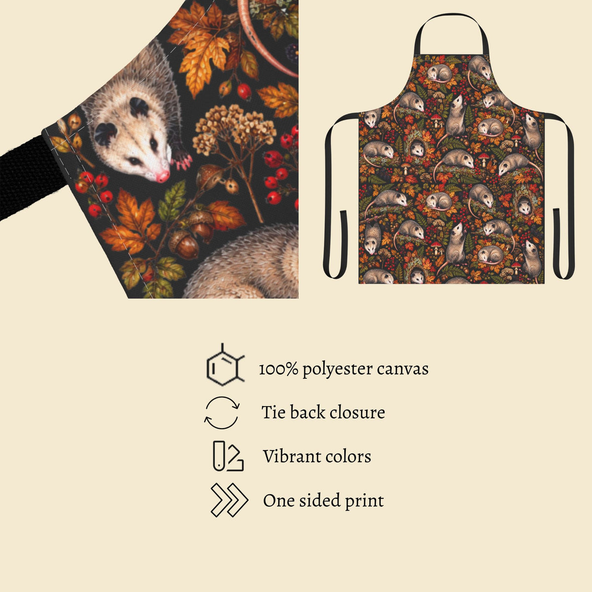 Autumn Fall Opossum Kitchen Apron