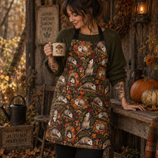 Autumn Fall Opossum Kitchen Apron