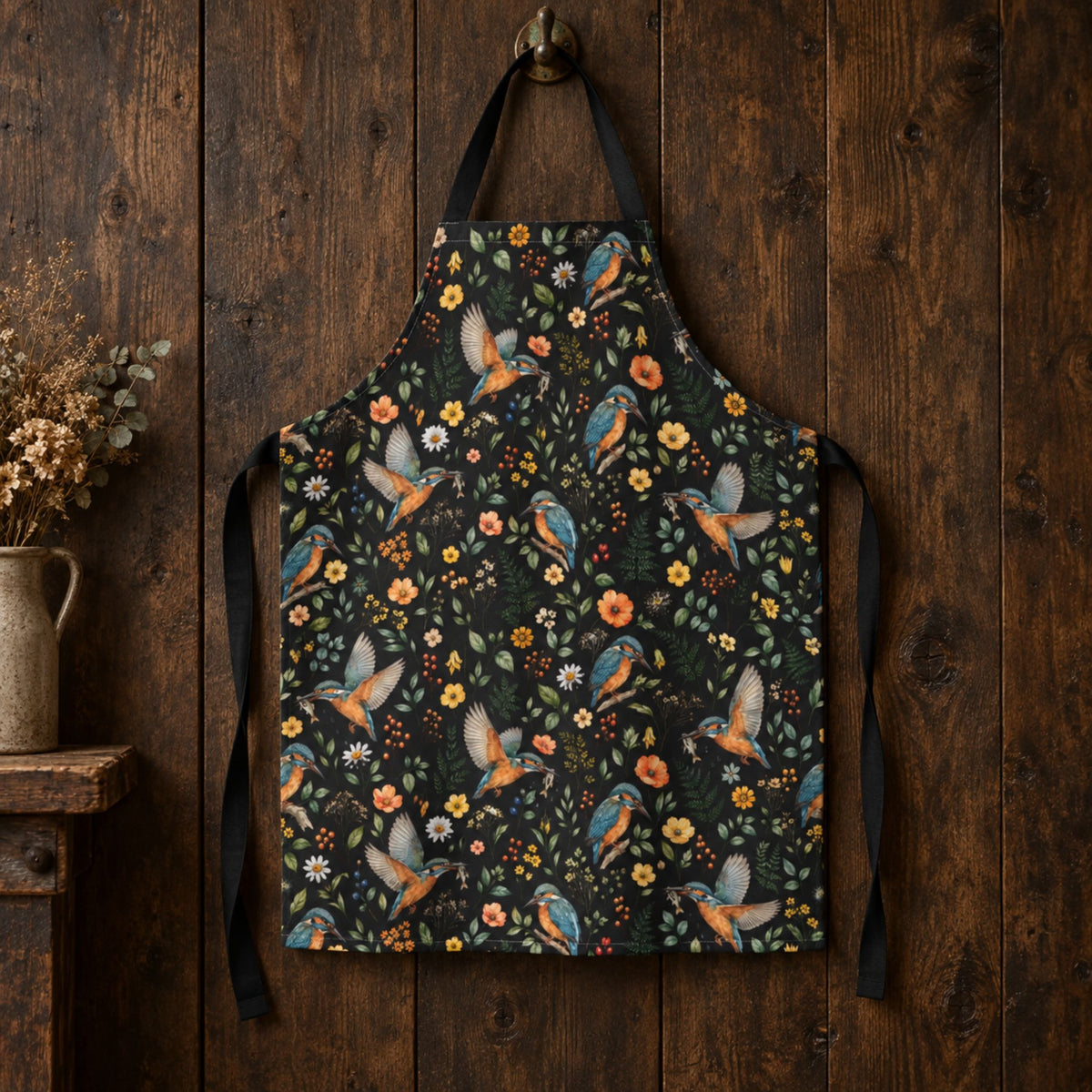King Fisher Botanical BIrds Apron
