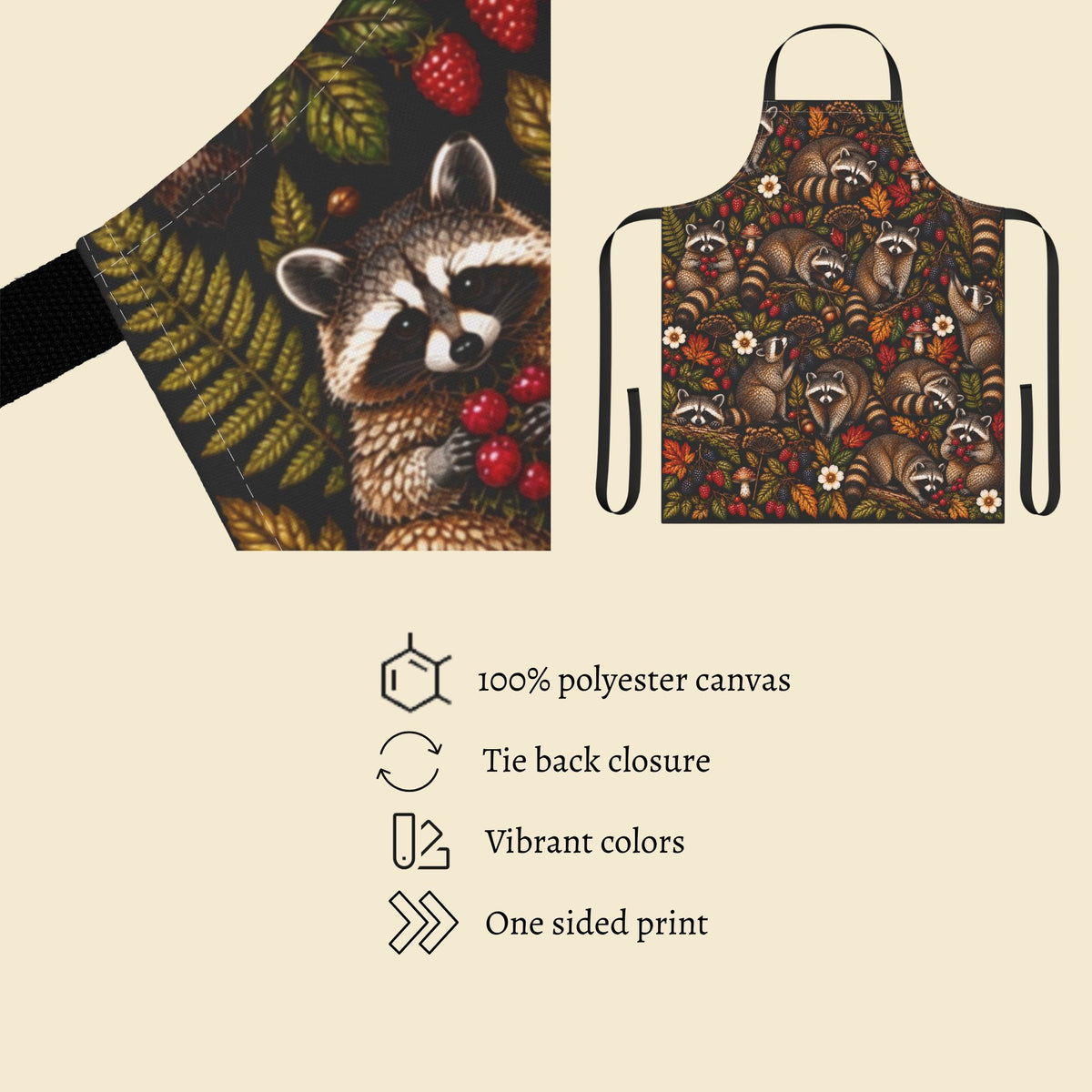 Mosaic Woodland Raccoons Apron