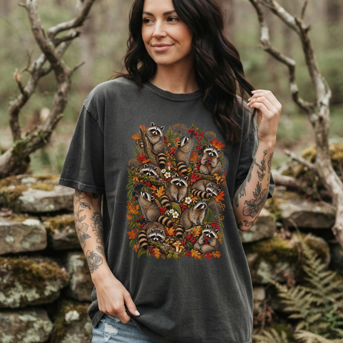 Woodland Mosaic Raccoon T-Shirt
