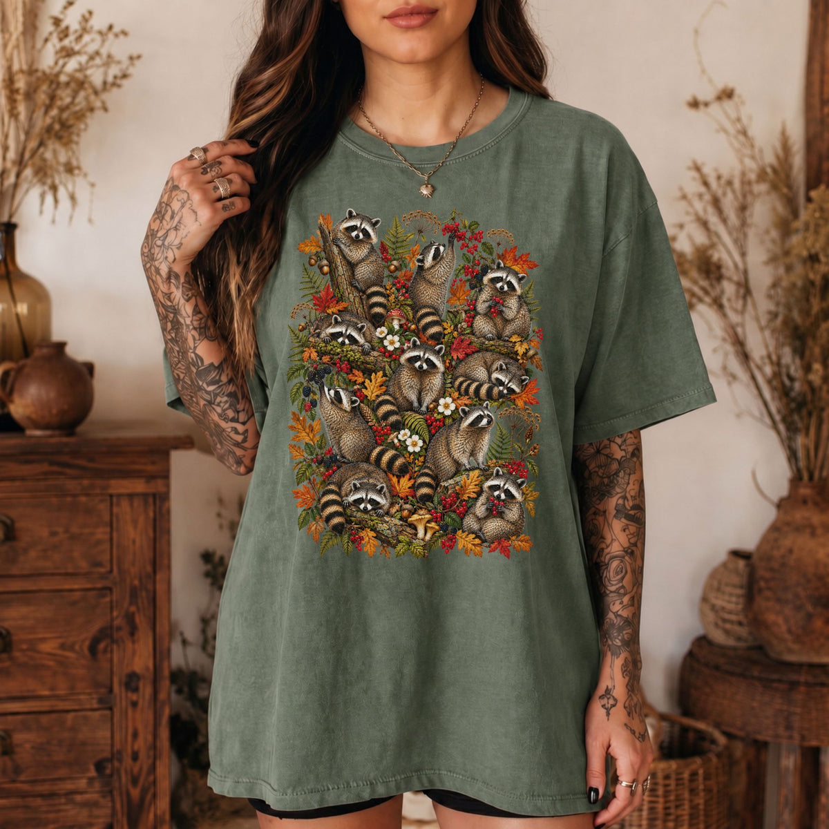 Woodland Mosaic Raccoon T-Shirt