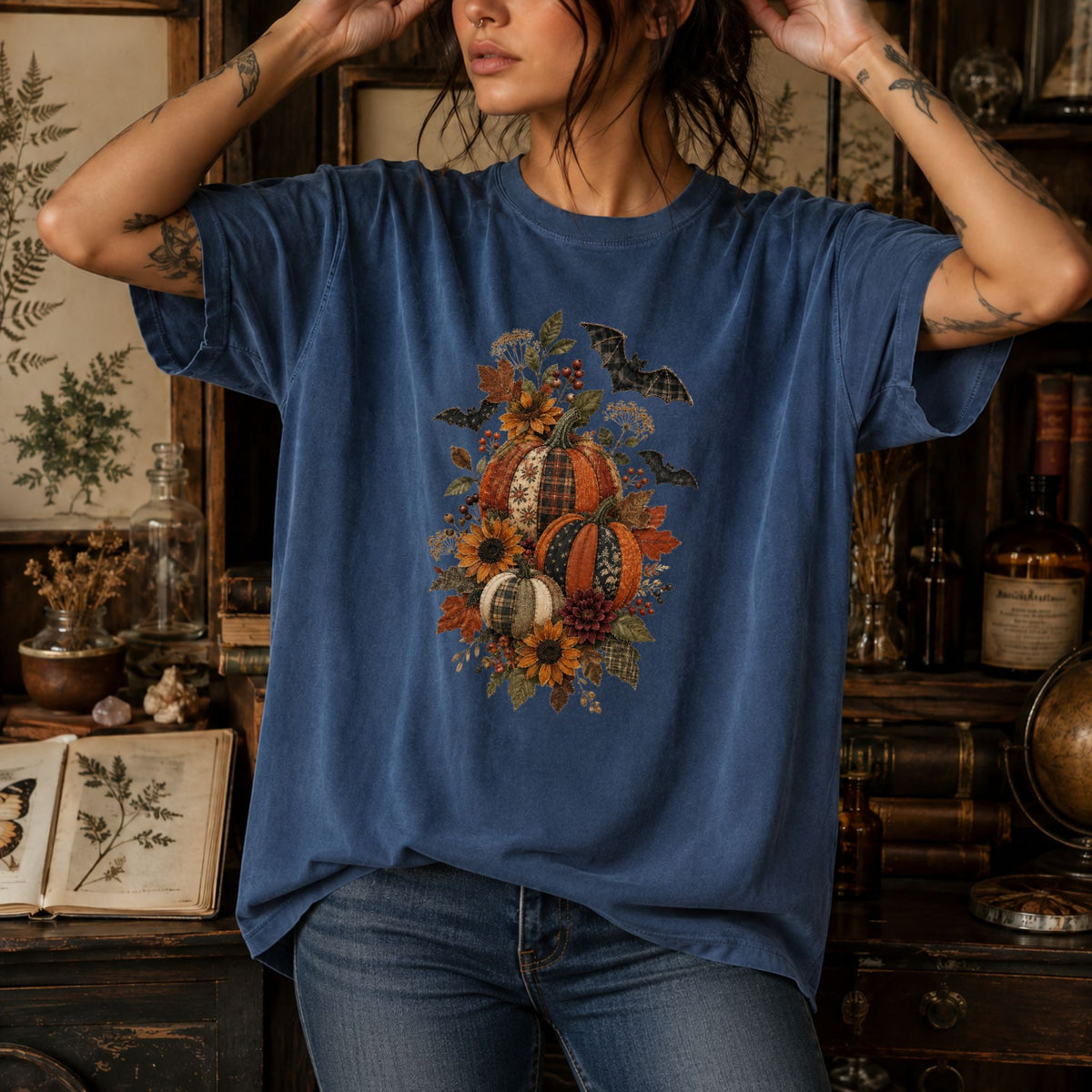 Faux Patchwork Fall Pumpkins T-Shirt