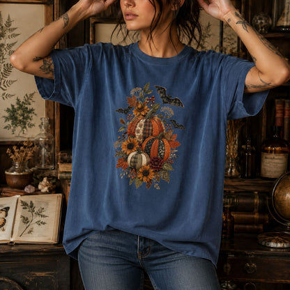 Faux Patchwork Fall Pumpkins T-Shirt