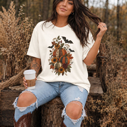 Faux Patchwork Fall Pumpkins T-Shirt