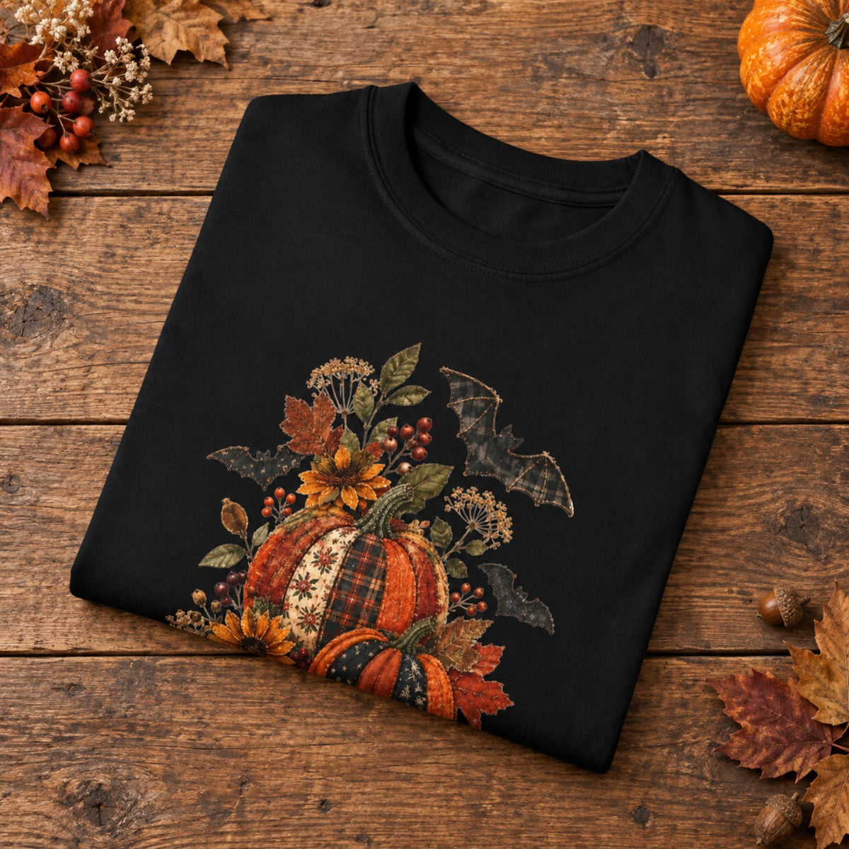 Faux Patchwork Fall Pumpkins T-Shirt