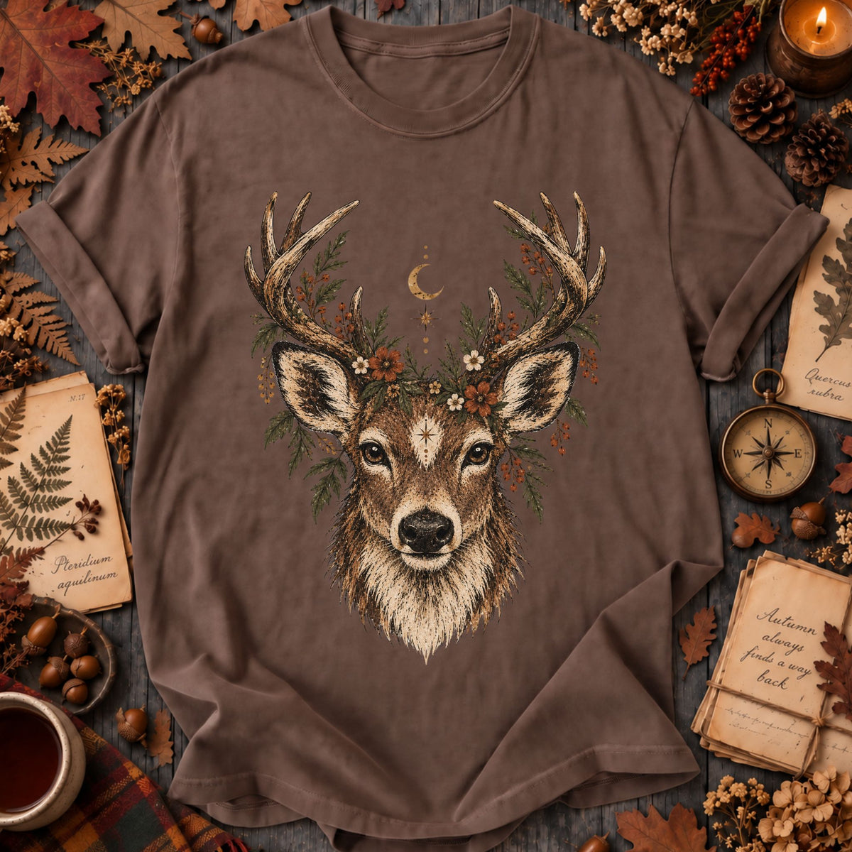 Deer Celestial Woodland Autumn T-Shirt