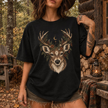 Deer Celestial Woodland Autumn T-Shirt