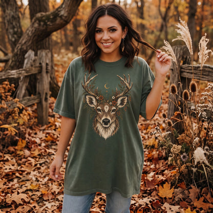 Deer Celestial Woodland Autumn T-Shirt