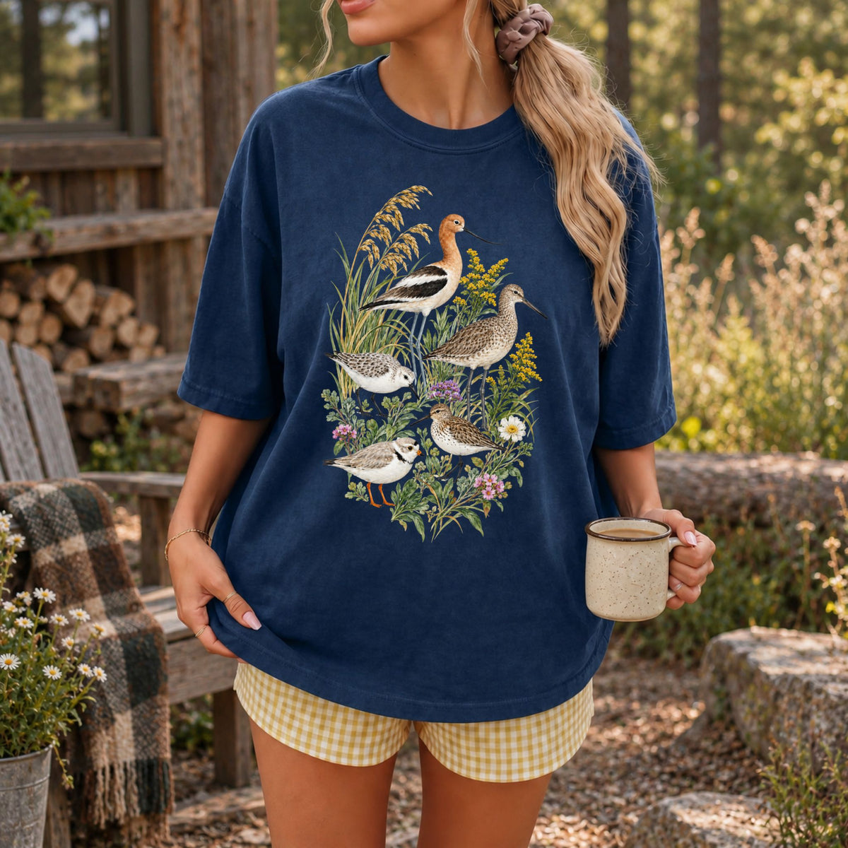 Botanical Shore Birds T-Shirt