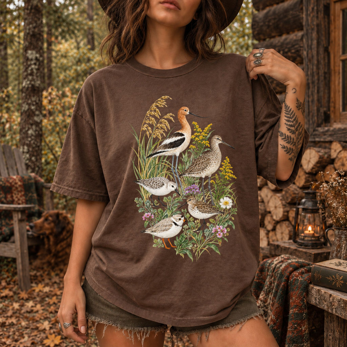 Botanical Shore Birds T-Shirt