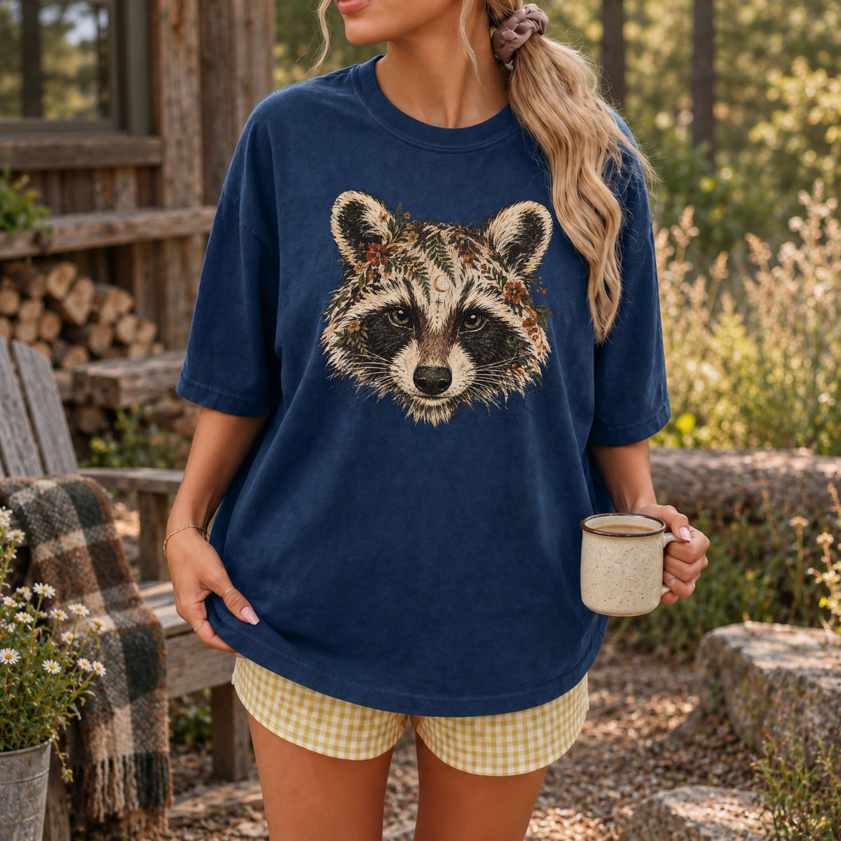 Raccoon Celestial Woodland Retro T-Shirt