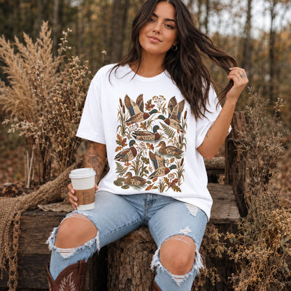 Patchwork Autumn Mallard Duck T-Shirt