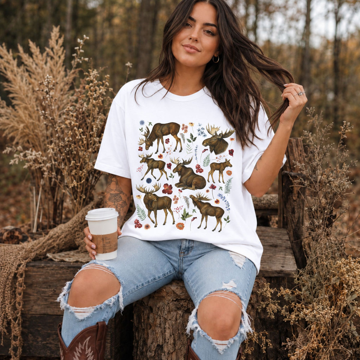 Wildflower Moose Wildlife T-Shirt