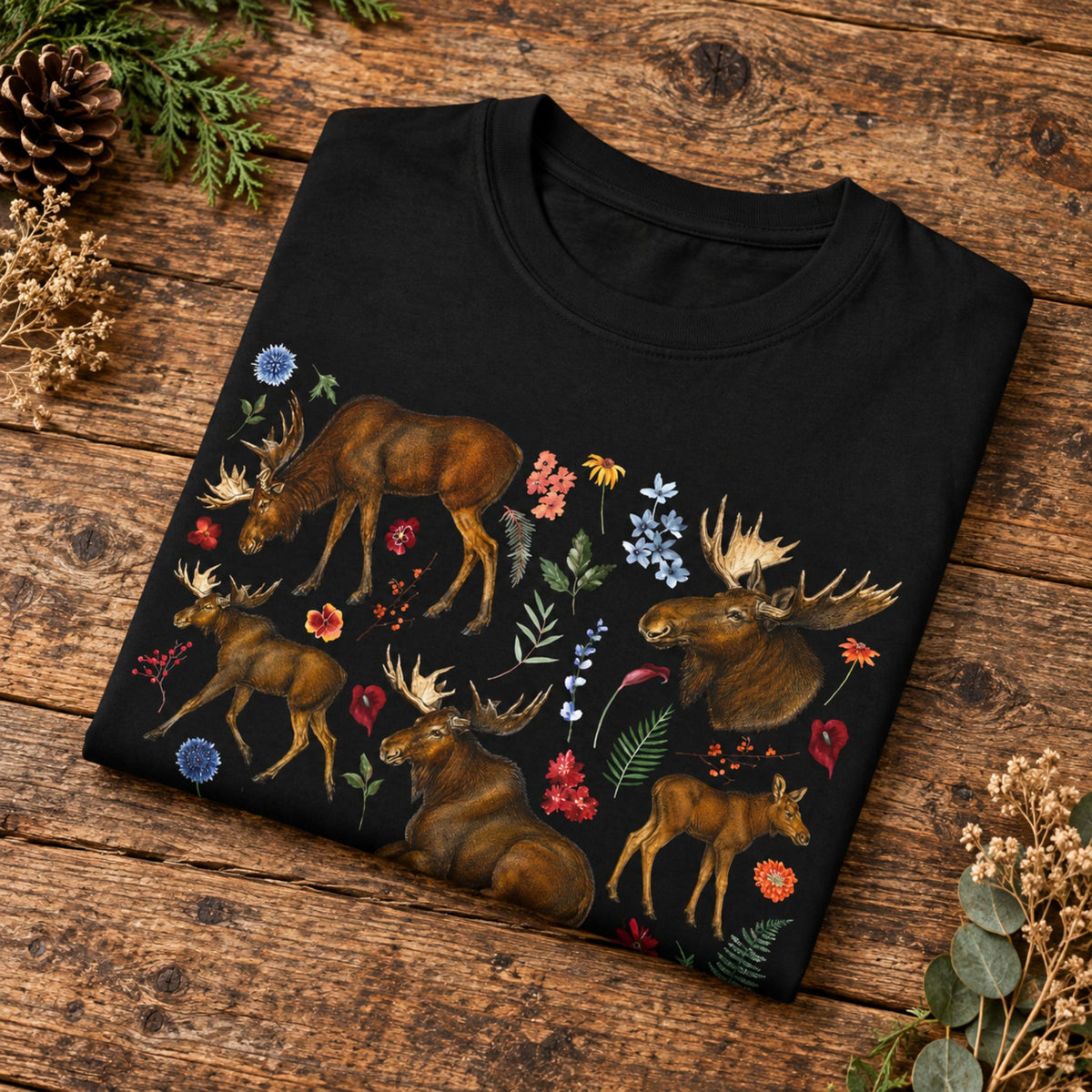 Wildflower Moose Wildlife T-Shirt