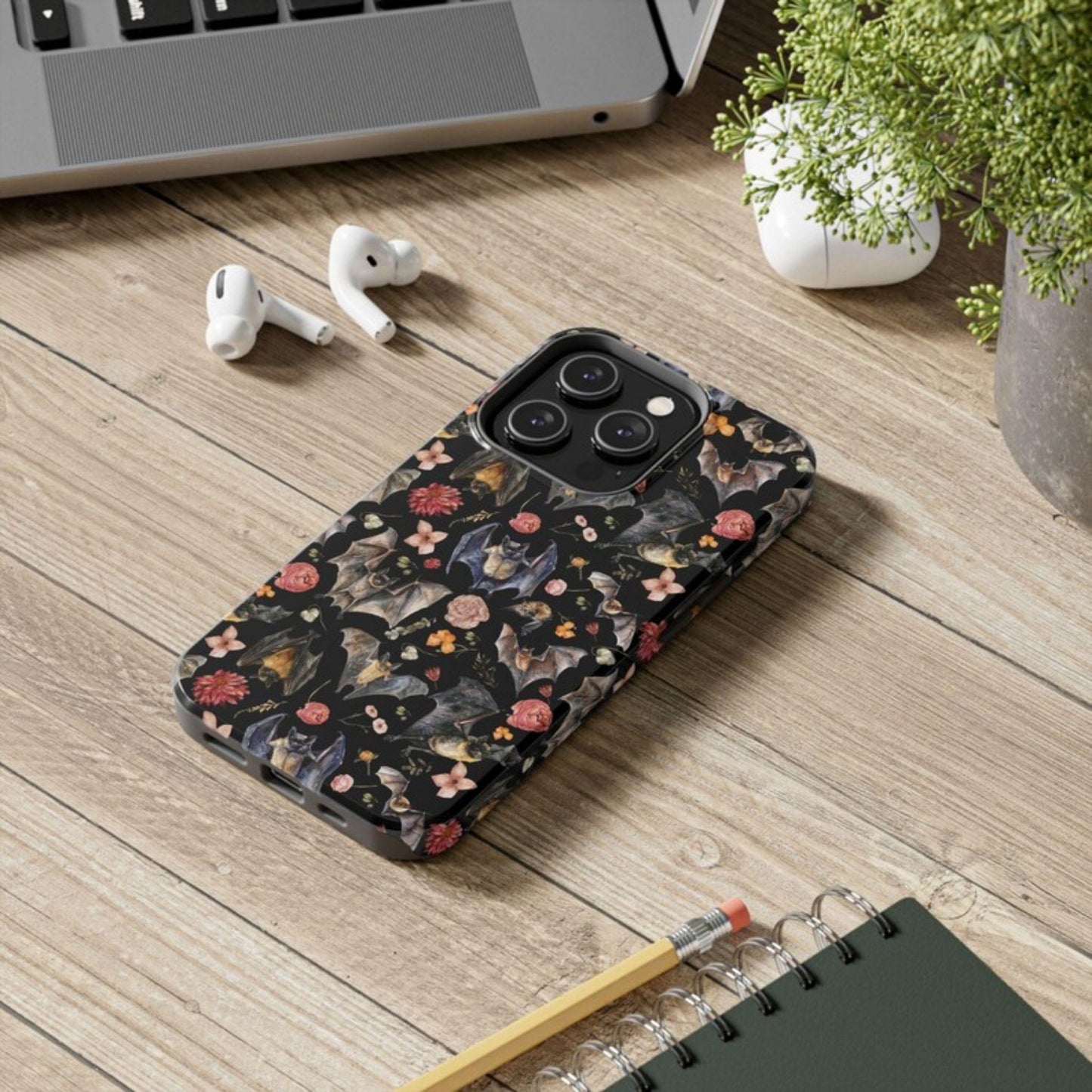 Floral Watercolor Bats Tough Phone Case
