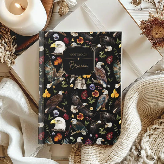 Floral Eagle Personalized Hardcover Lined Journal