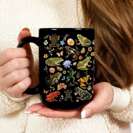 Colorful Floral Frog Mug