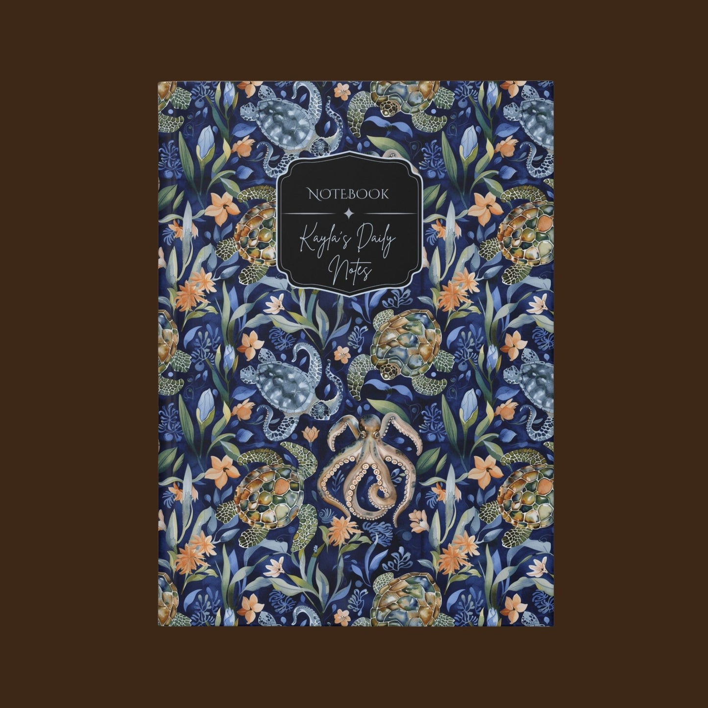 Turtle William Morris Style Personalized Journal