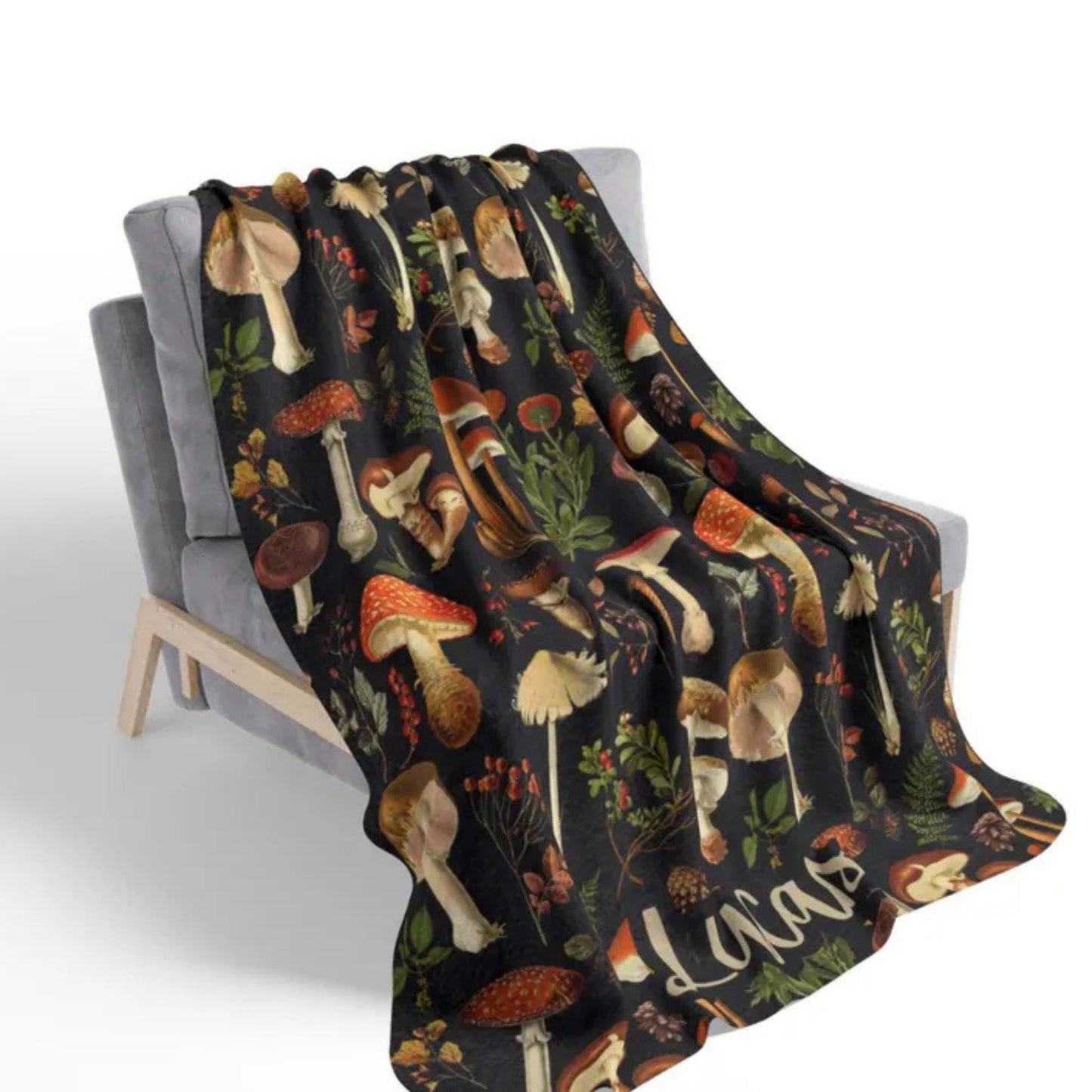 Vintage Botanical Mushroom Blanket