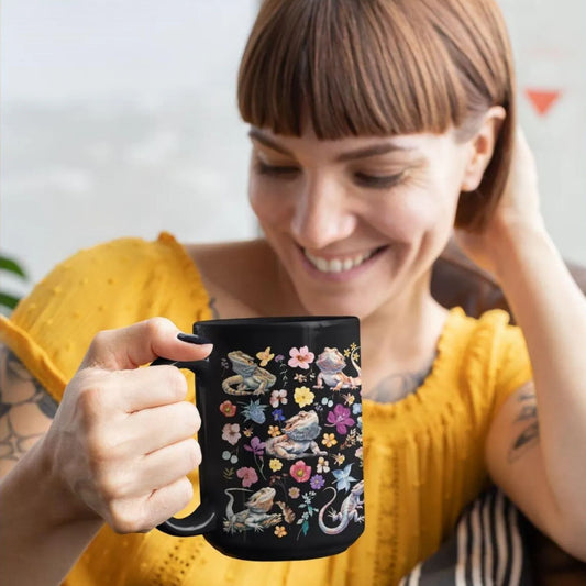 Bearded Dragon Floral Mug