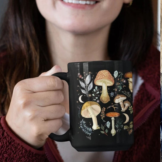 Magic Mushroom Black Coffee Cup