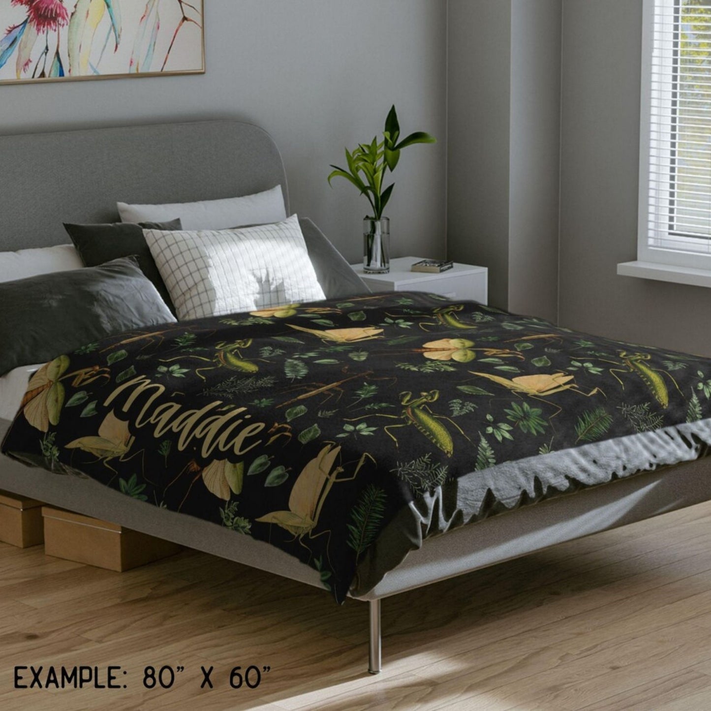 Praying Mantis Veleteen Minky Blanket
