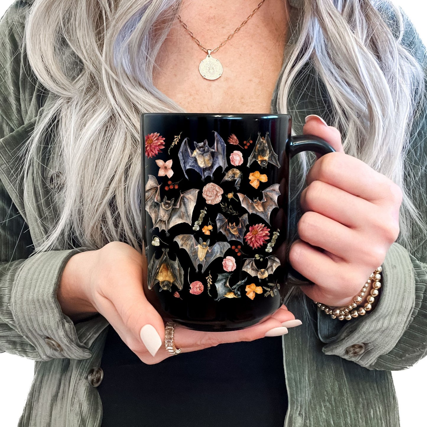 Floral Bats Large Mug