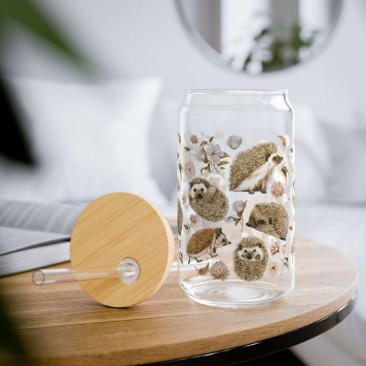 Cute Hedgehog Sipper Glass With Straw