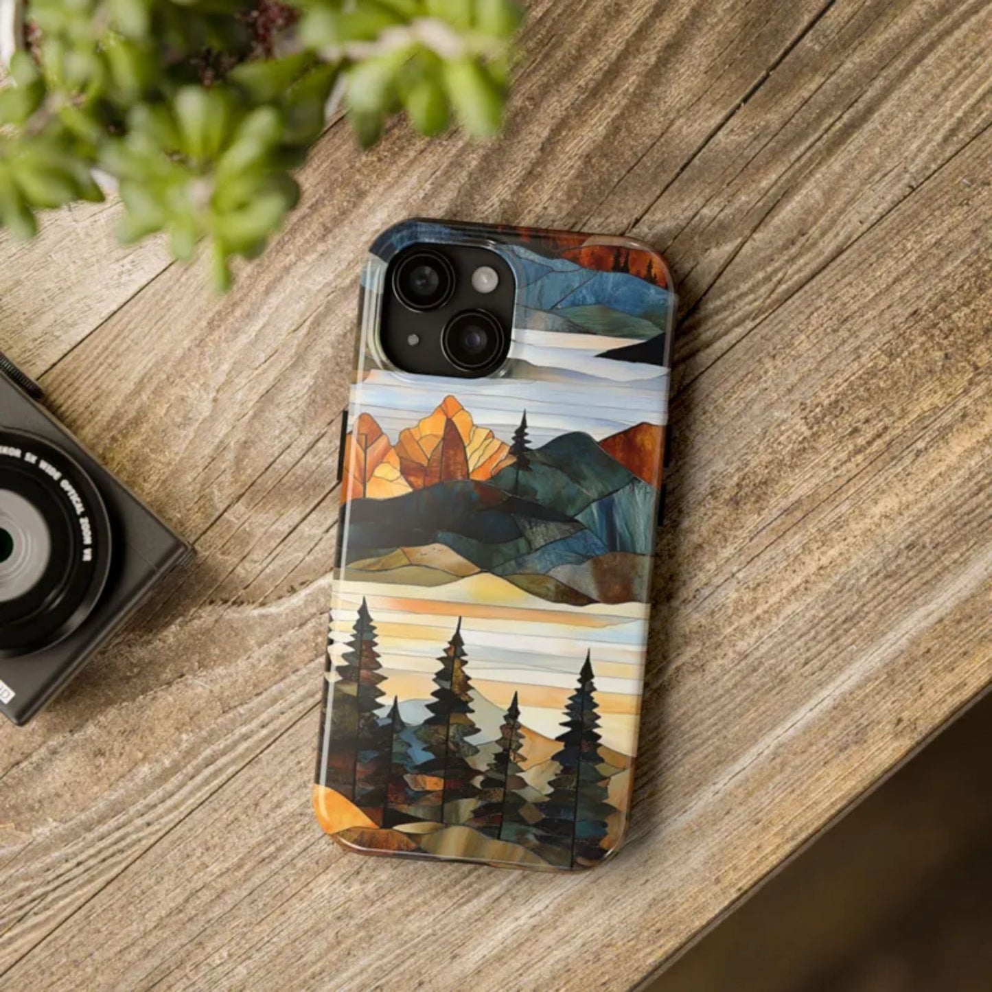 Rustic Forest Stained Glass Phone Case