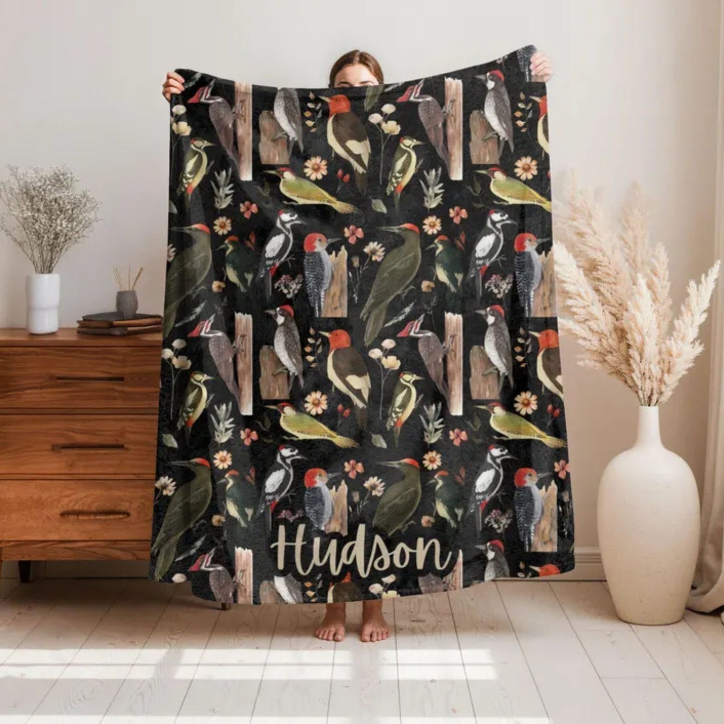 Woodpecker Birds Fleece Blanket