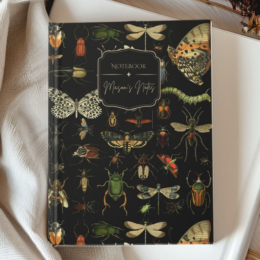Notebook with insect design 
