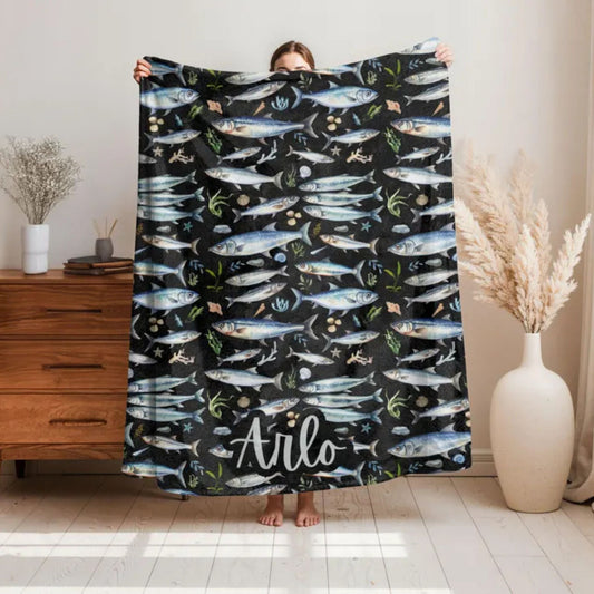 Fish Sardine Fleece Blanket