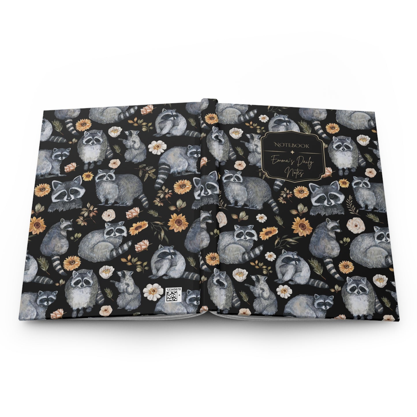 Cute Raccoon Hardcover Personalized Journal