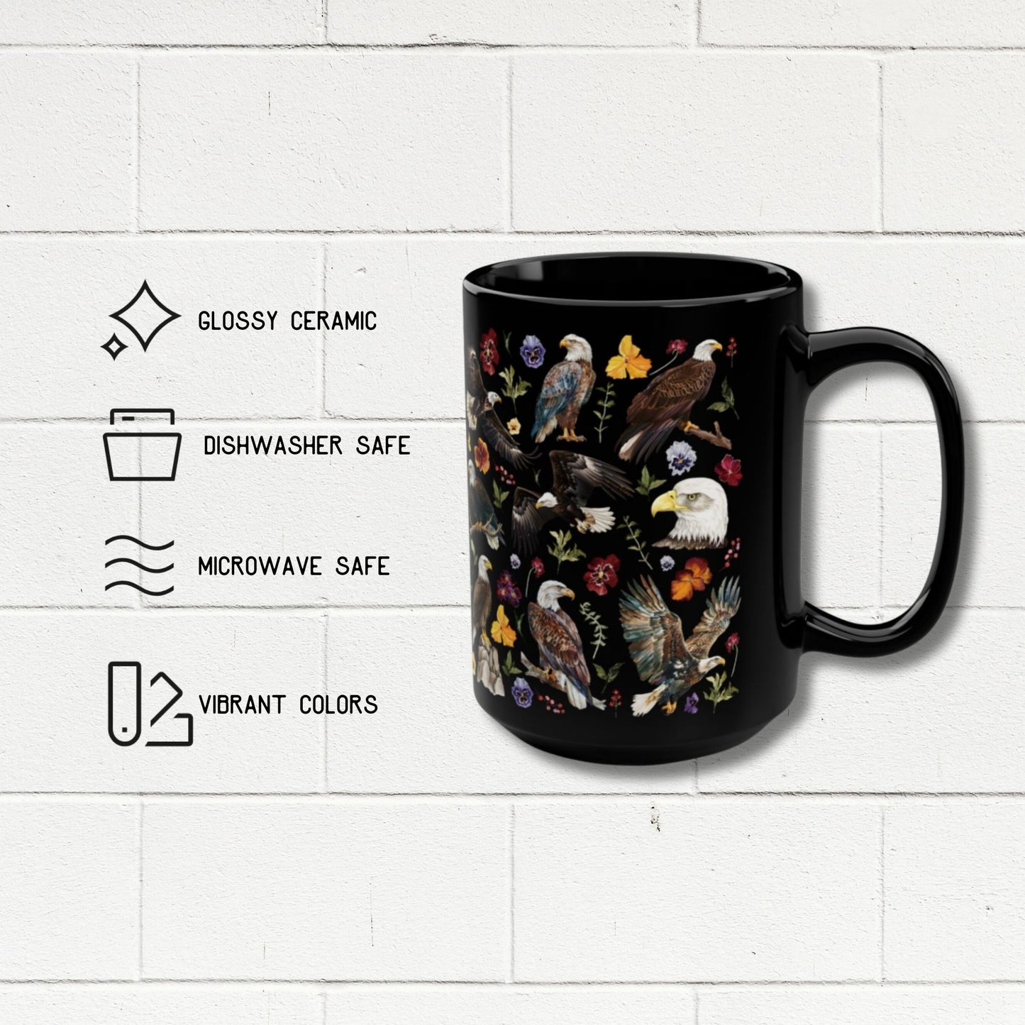 Eagle Mugs, Bird Watching Gift, Birds Coffee Cup, Ceramic 15 OZ
