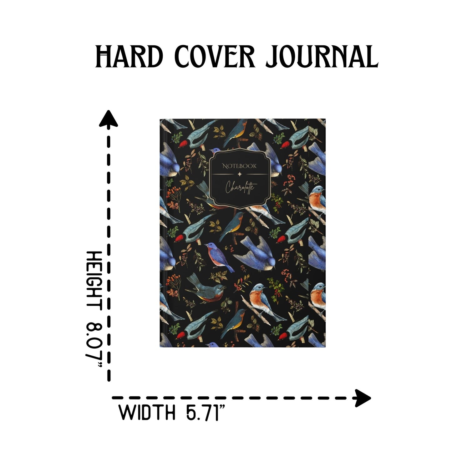 Bluebirds Hardcover Personalized Journal