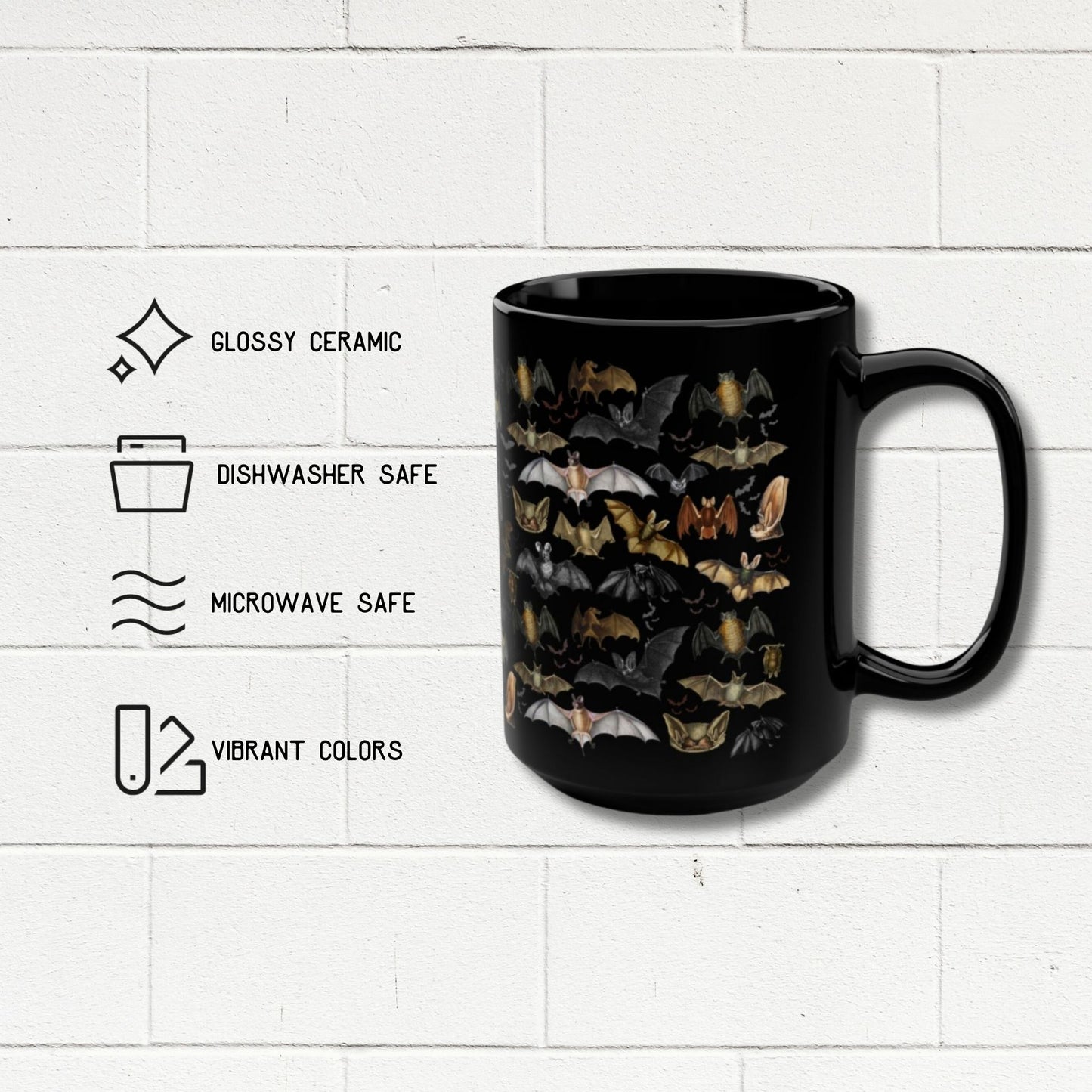 Bats Gothic Black Coffee Mug