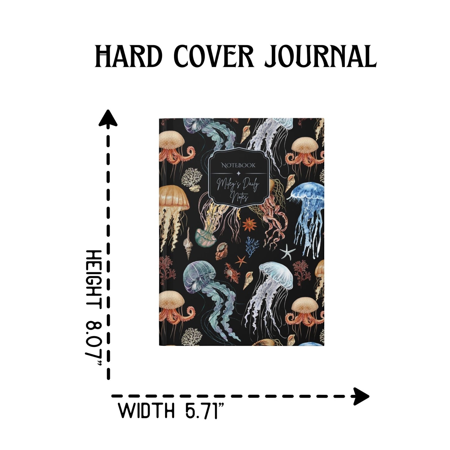Jellyfish Ocean Theme Hardcover Personalized Journal