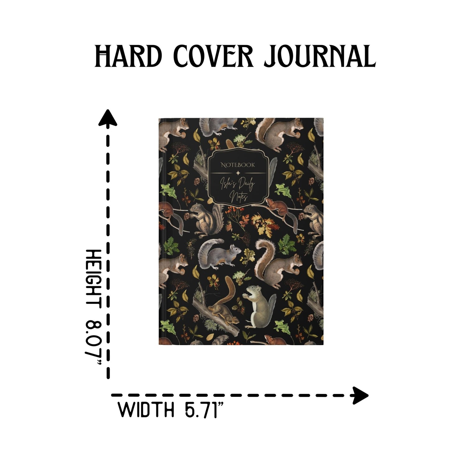 Vintage Squirrels Hardcover Personalized Journal